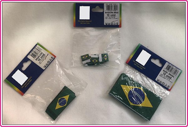 Etiqueta Bandeira do Brasil - Tamanhos: (P-17X12 mm Dupla Face) - (M-50X25 mm) (G-85X50 mm) - (Pacote com 10 etiquetas)