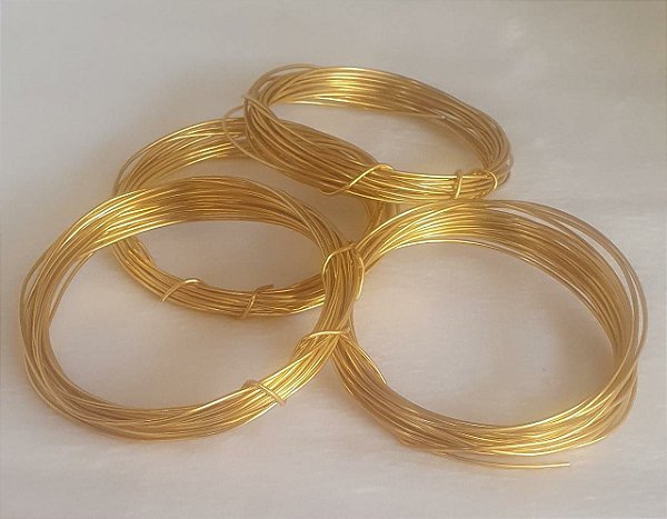 Arame Flexível de Alumínio Dourado - espessura 1,5 mm - (Rolo com 5 metros)