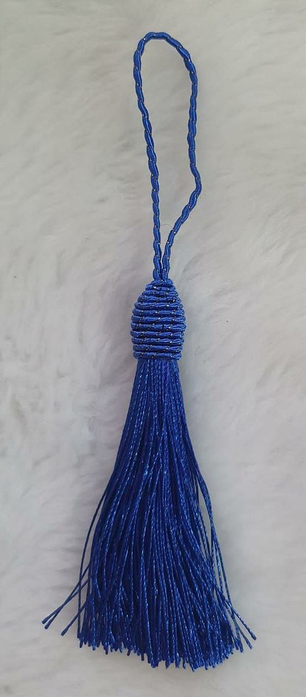 Tassel - Pingente Pompom com Tulipa - 9cm *Azul Royal* (venda por unidade)