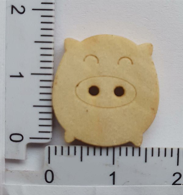 Botão de Madeira Porco, Porquinho- Tamanhos 17mm x 16mm (Pacote com 10 unidades)