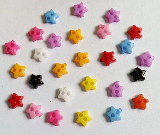 Micro Botão Estrela Estrelinha Colorido - 6 mm *Pacote com 50 botões cores aleatórias*