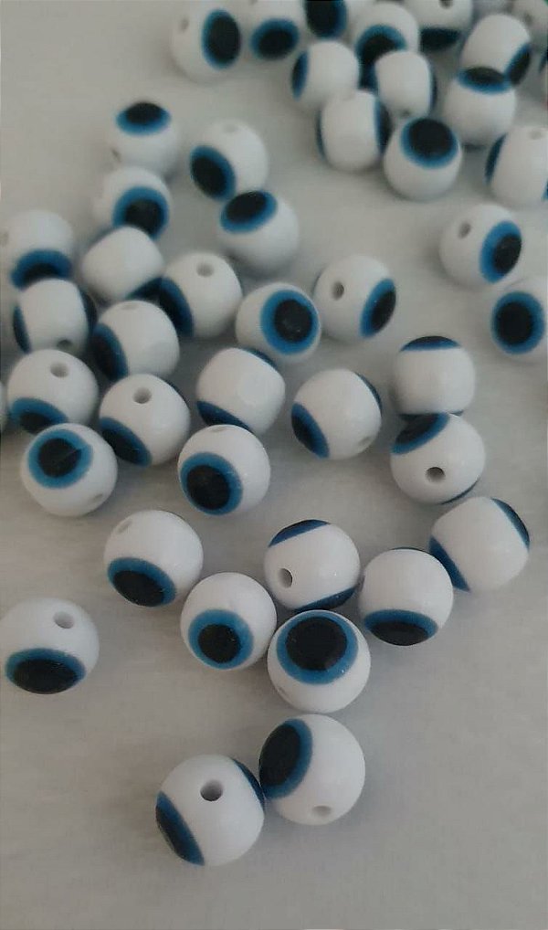 Olho Grego Branco (Passante) - Tamanho 8 mm (pacote com 30 unidades) - Tamanho 10 mm (pacote com 20 Unidades)