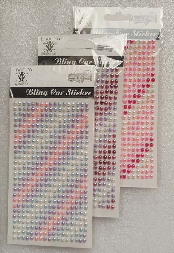 Sticker - Cartela Adesiva - Autocolantes - meia pérola 4mm coloridas - cartela com 442 meia pérolas