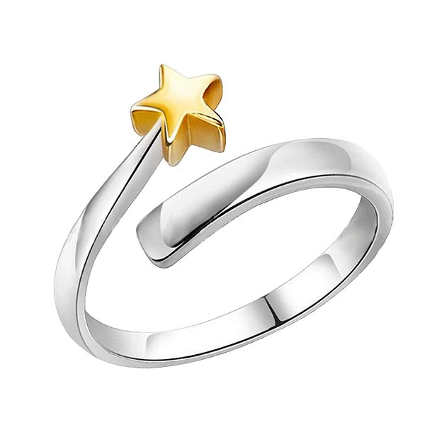 Dedal Anel Ajustável Estrela (cor níquel com estrela dourada) - para Croche e Tricô - venda Por Unidade