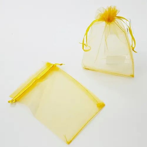 Saco de Organza Amarelo - Tamanho: 150x200mm (15x20cm) - *venda por unidade*