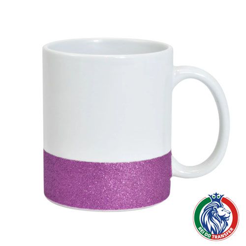 Caneca Branca 325ml Base Glitter Lilás