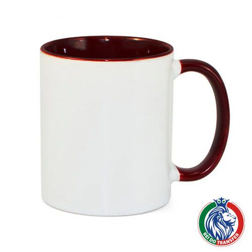 Caneca Branca de Cerâmica 325ml Interna e Alça Vinho