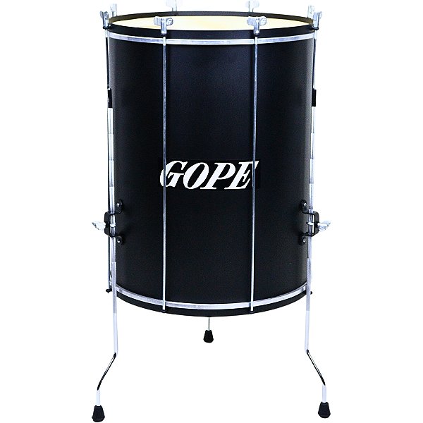Surdo Gope 18" 60cm Preto c/ Tripé Madeira