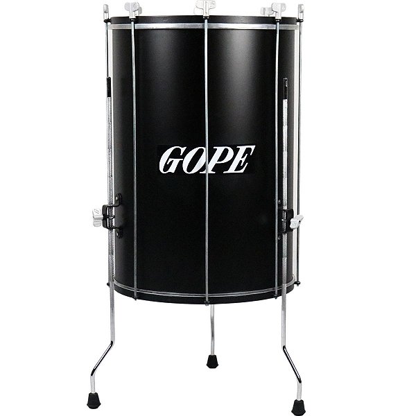 Surdo Gope 16" 60cm Alumínio Preto Com Tripé OUTLET