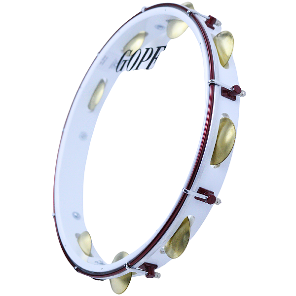 Pandeiro Gope 13'' Branco com Cereja Super Leve Cristal OUTLET