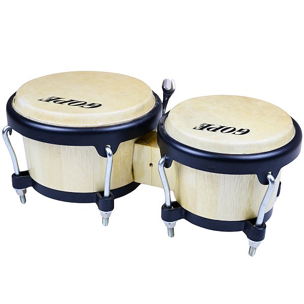 Bongo Gope 6,5" x 8" Madeira Pele Animal Aro Preto OUTLET
