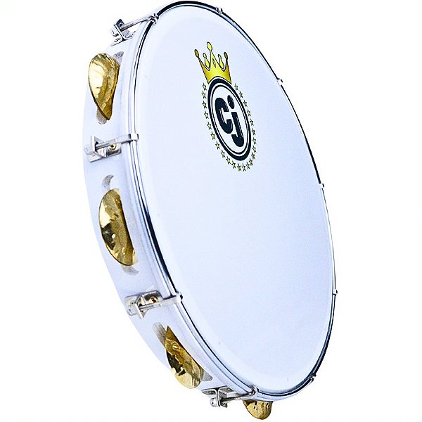 Pandeiro CJ 12" Branco Madeira Nylon Artesanal