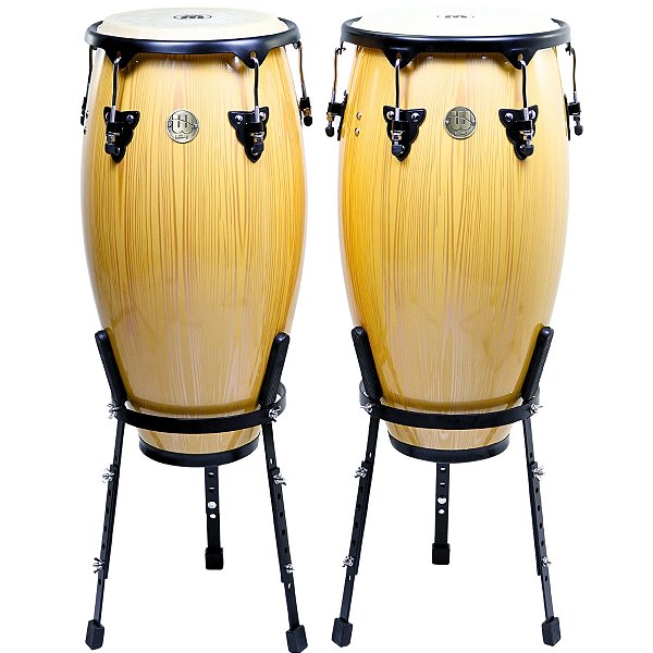 Congas Willians 11" e 11.75" Par Bachata Natural Wood c/ Suporte