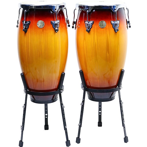 Congas Willians 11" e 11.75" Par Bachata Sunburst Wood c/ Suporte