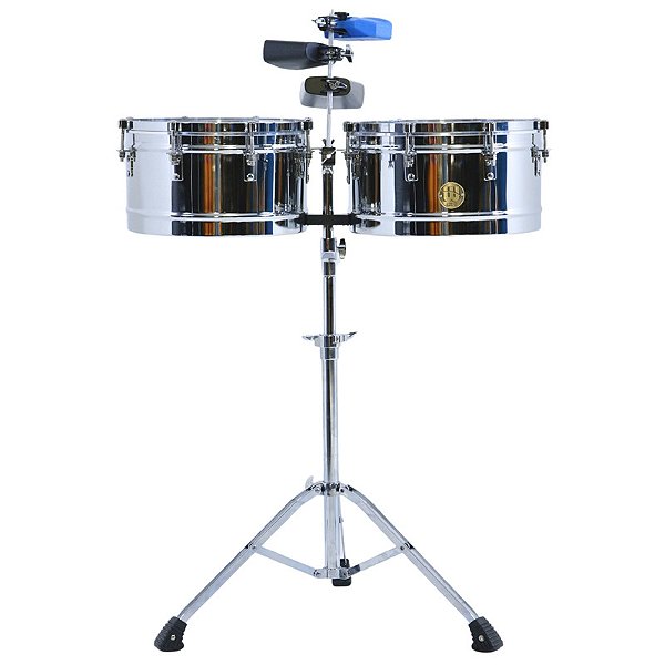 Timbales Williams Steel 14" e 15" Cromado c/ 3 Cowbell Suporte