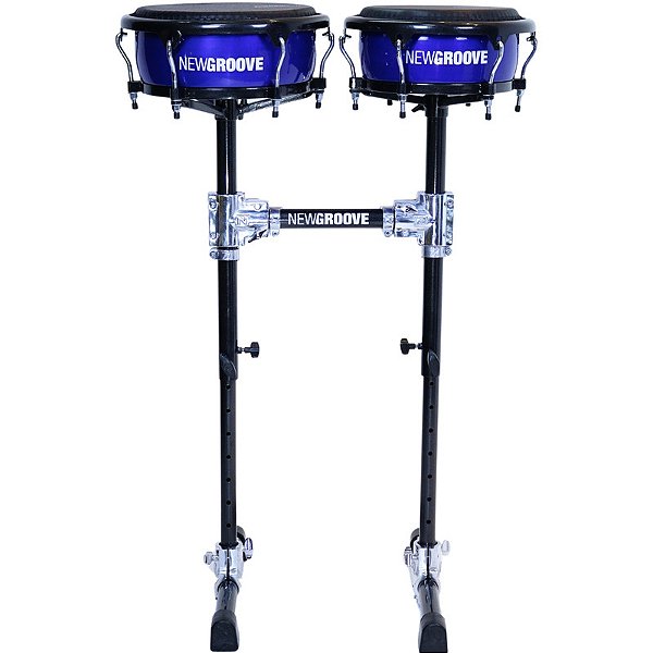 Congas Compactas NewGroove 11.06 e 12.06 Par Azul com Rack Preto Carbono