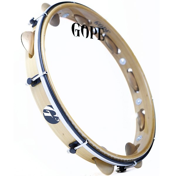 Pandeiro Gope 12" Envernizado G3 Super Leve Aro Preto Cristal