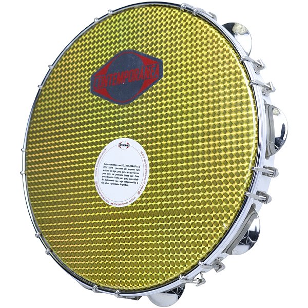 Pandeiro Contemporânea 12" Branco Tarraxa Dupla Holográfica OUTLET