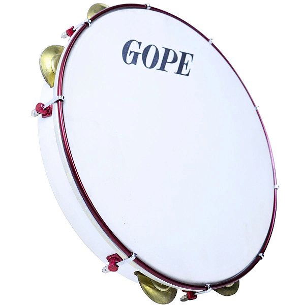 Pandeiro Gope 12" Branco Aro Cereja Profissional Porosa OUTLET