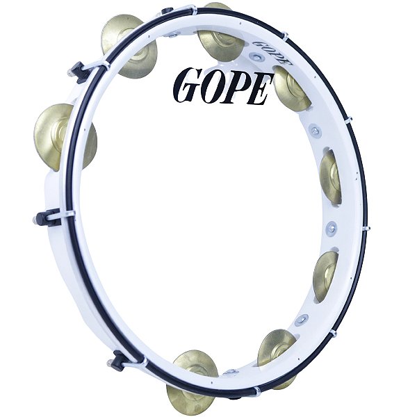 Pandeiro Gope 12" Branco Aro Preto Profissional Cristal OUTLET