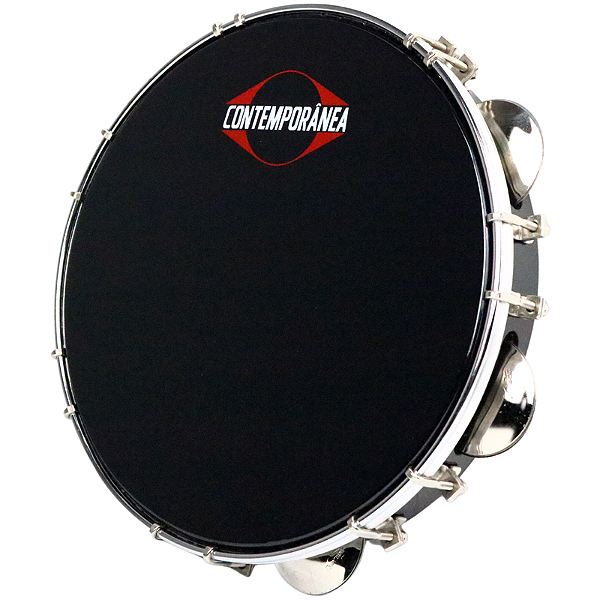 Pandeiro Contemporânea 10" Preto Tarraxa Dupla Cromado OUTLET