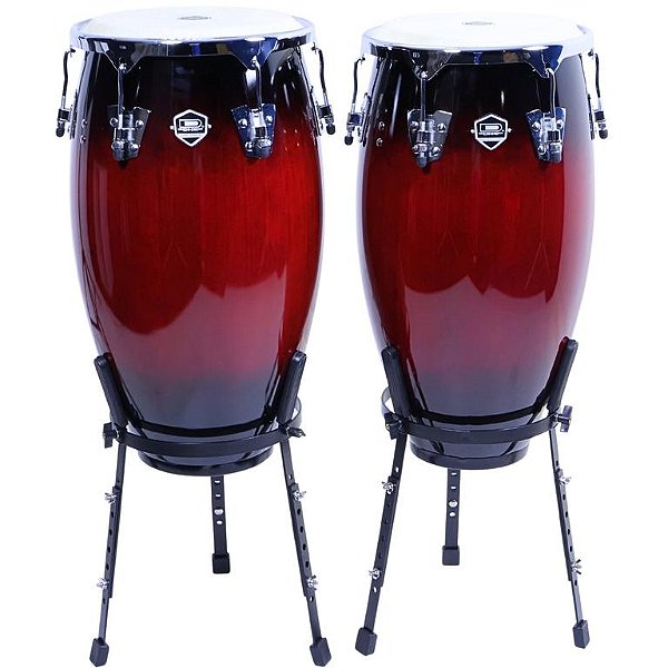 Conga Par D-One Columbia 11¾" e 12½" Red Black Burst c/ Estante