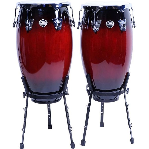 Conga Par D-One Columbia 11¾ e 12½ Red Black Burst c/Estante OUTLET