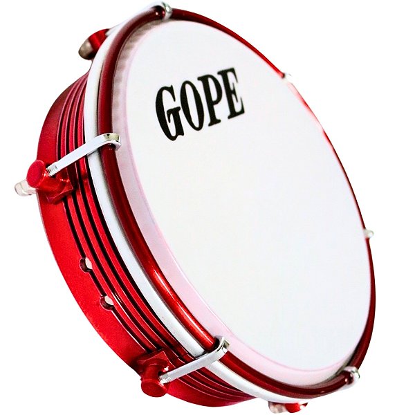 Tamborim Gope 6" Selfie Cereja Frisado Nylon Alumínio
