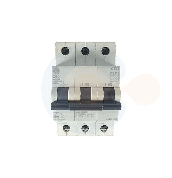 Mini Disjuntor 3P GE33 Curva C 50A 3kA