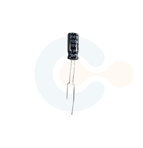 Capacitor Eletrolitico Radial 100uF 16Vcc (Caneca 6,3mm)