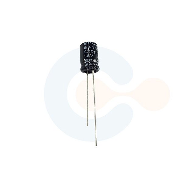 Capacitor Eletrolitico Radial 220uF 35Vcc (Caneca 8mm) - B41856