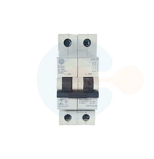Mini Disjuntor 2P GE32 Curva C 20A 3kA