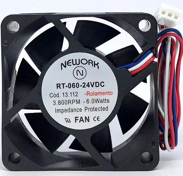 Miniventilador Nework 60x60x25 24Vcc Código 13.112