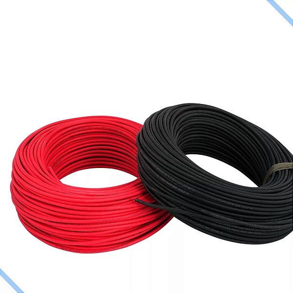 Cabo Solar Fotovoltaico 6mm 20m Preto + 20m Vermelho
