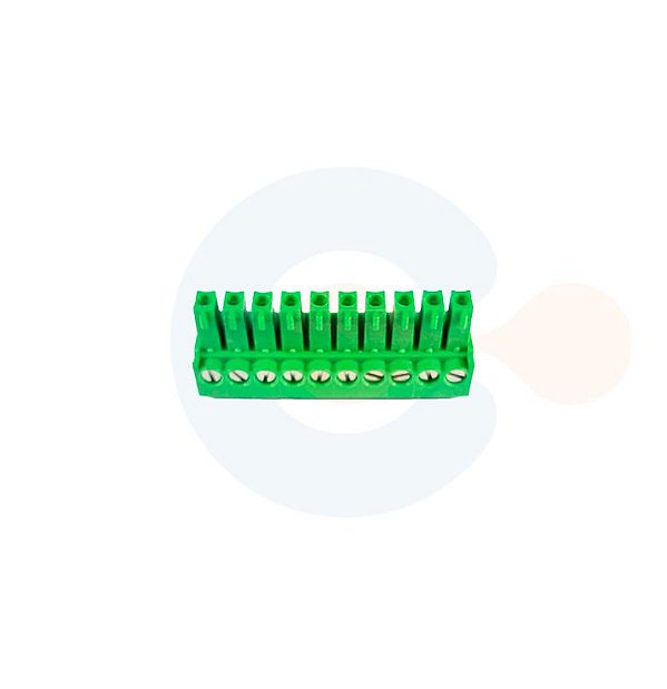 Conector Encaixe Fêmea p/ Cabo 3,81mm 90G Parafuso 10 vias Verde