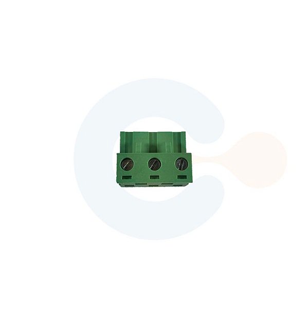 Conector Encaixe Fêmea p/ Cabo 7,62mm 90G Parafuso 3 vias Verde