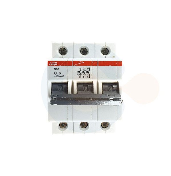 Mini Disjuntor 3P S63 Curva C 6A 3kA