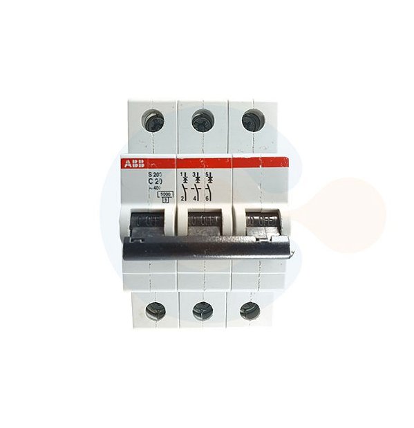 Mini Disjuntor 3P S203 Curva C 20A 6kA