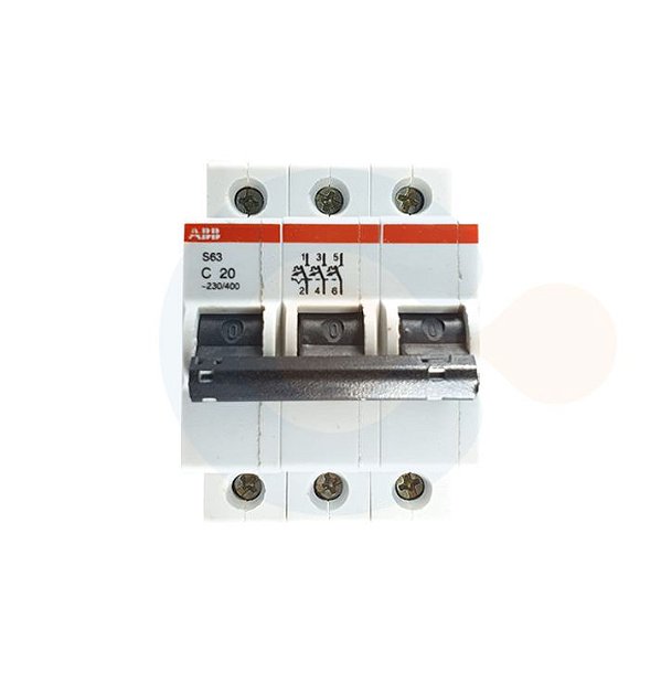 Mini Disjuntor 3P S63 Curva C 20A 3kA