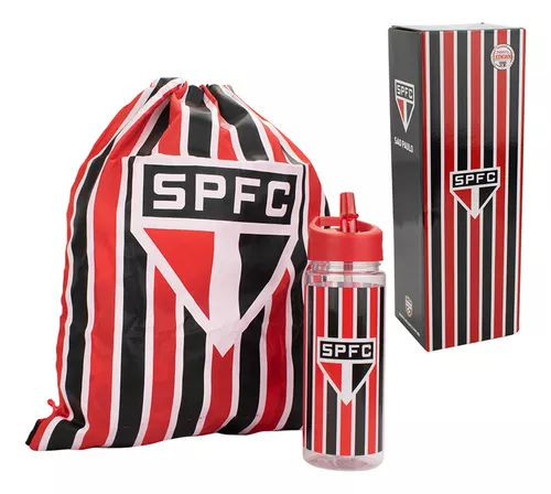 Garrafa Plástica Do São Paulo FC - Com Mochila Tipo Saco Tricolor