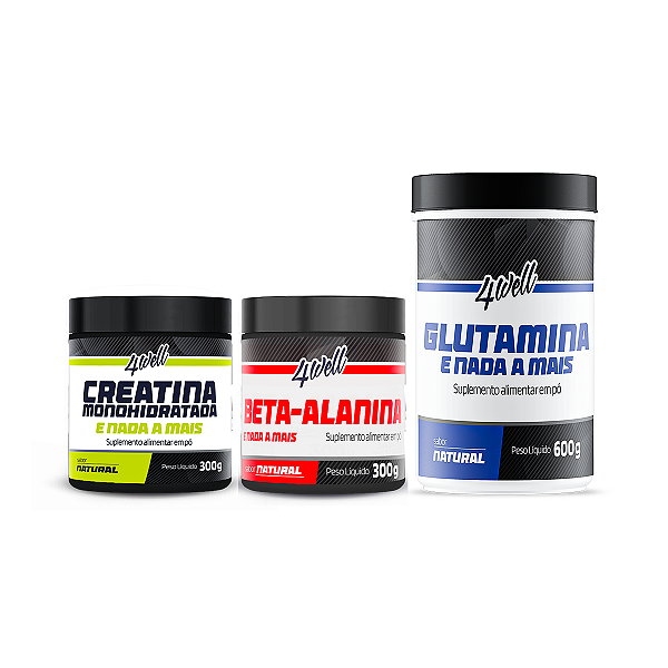 Kit Creatina 300g + Beta Alanina 300g + Glutamina 600g