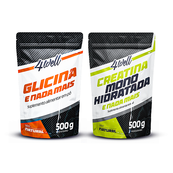 Kit Glicina 500g + Creatina 500g 4well
