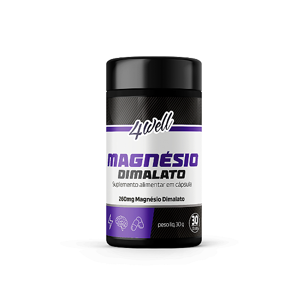 Magnésio Dimalato 4well 260mg - 60 cápsulas 30 Doses
