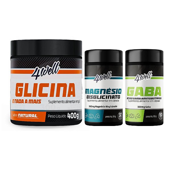 Kit Sono Intenso Glicina 400g + Gaba + Magnésio Bisglicinato