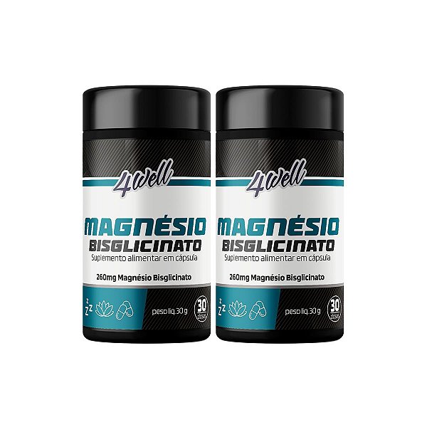 Magnésio Bisglicinato 4well 260mg - 60 cápsulas - Combo 2 potes