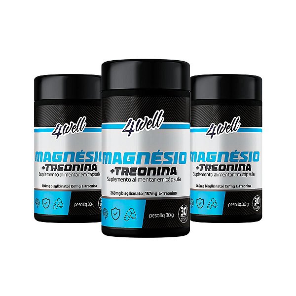 Magnésio Treonina 4well 283,50mg - 60 cápsulas - Combo 3 potes