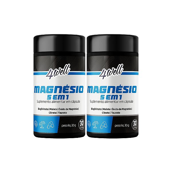 Magnésios 5 4well 260mg - 60 cápsulas 30 Doses - Combo 2 Potes