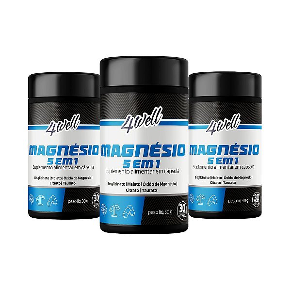 Magnésios 5 4well 260mg - 60 cápsulas 30 Doses - Combo 3 Potes