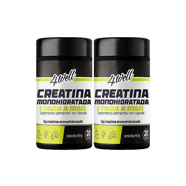 Creatina Monohidratada 3g 4well - 120 cápsulas - Combo 2 Potes