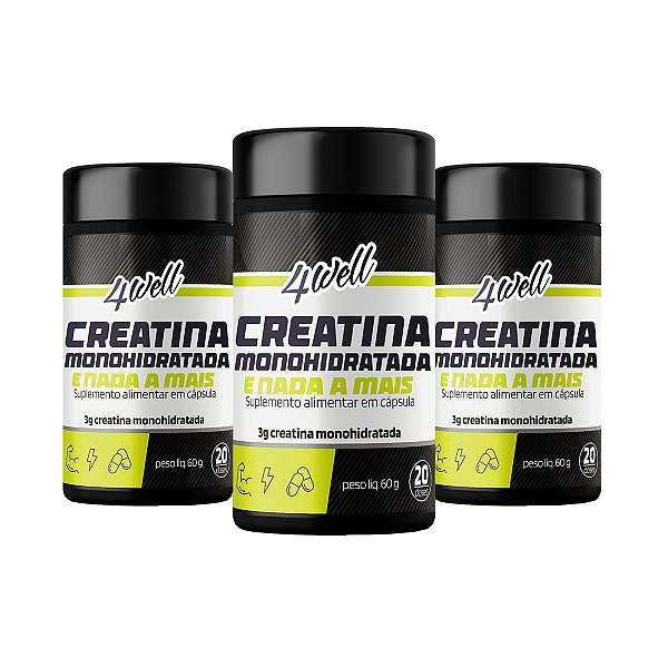 Creatina Monohidratada 3g 4well - 120 cápsulas - Combo 3 Potes
